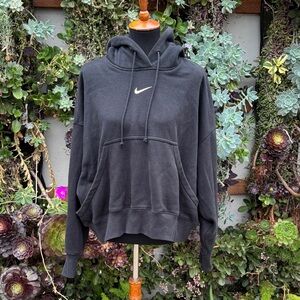 Nike Women's Black Hoodie with White Logo